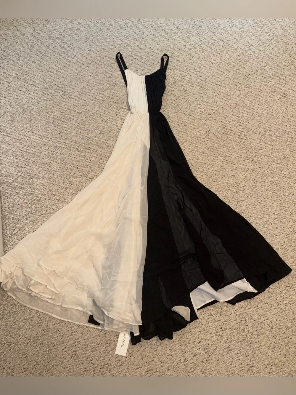 Milly Black and Cream Contrast Evening Dress - Picture 5 of 12